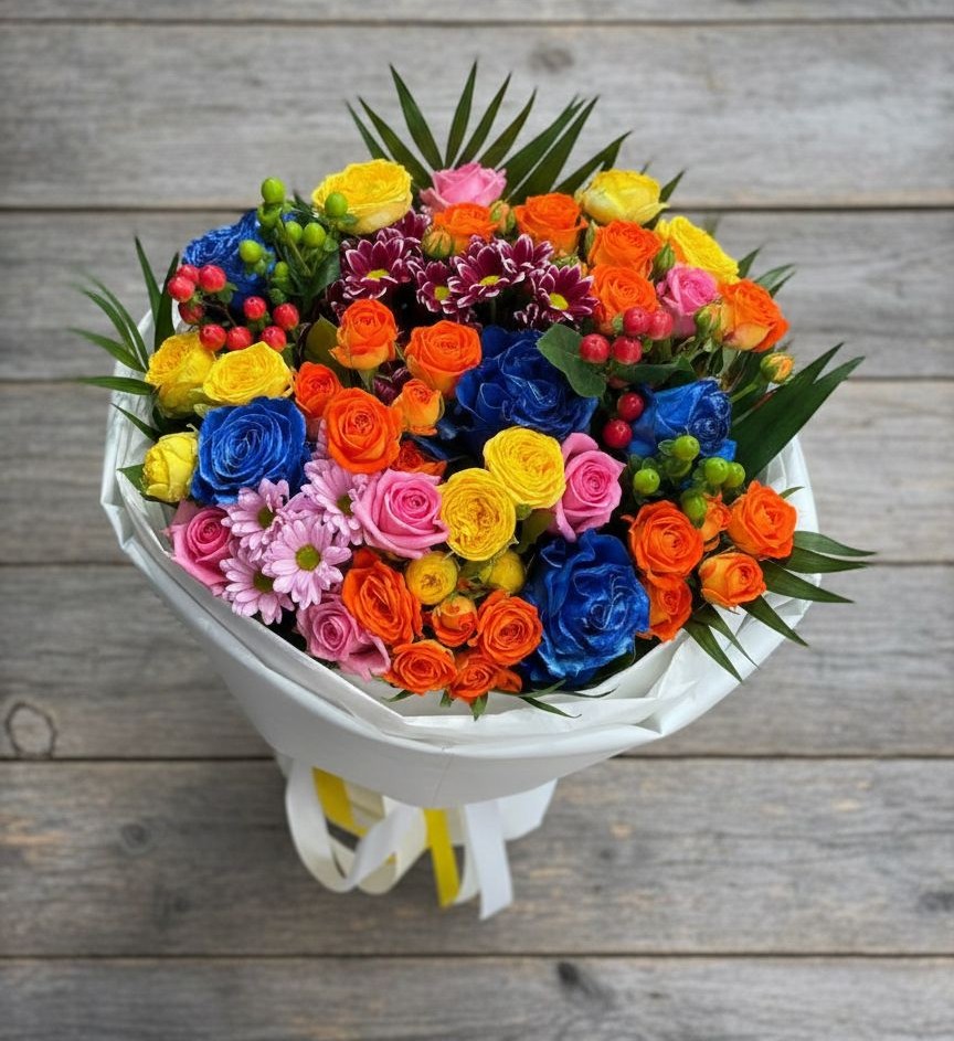 Букет цветов из: Розы и Хризантемы в Ачинск