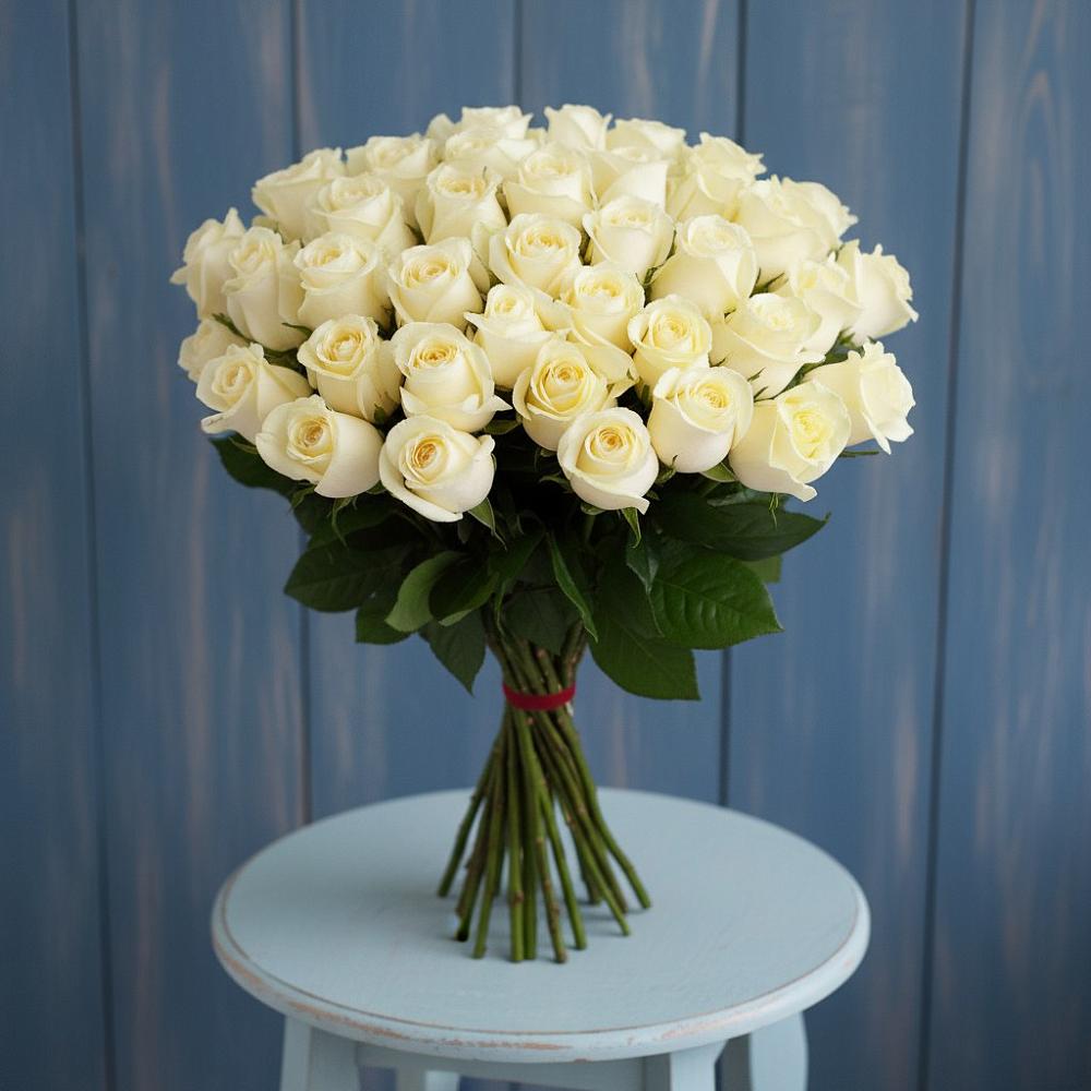 Букет 51 Белая роза Эдлесс Лав в Ачинск