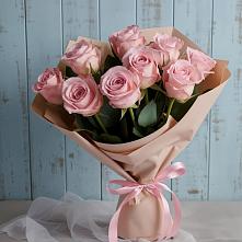 9 розовых роз в Ачинск Букет цветов из:  Розы в Ачинск