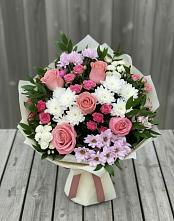 Букет цветов из:  Альстромерии, Гвоздики, Розы и Хризантемы #REPLACE_PRED# Ачинск