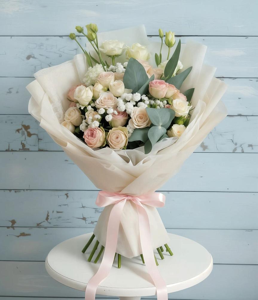 Букет цветов из: Розы и Лизиантусы в Ачинск