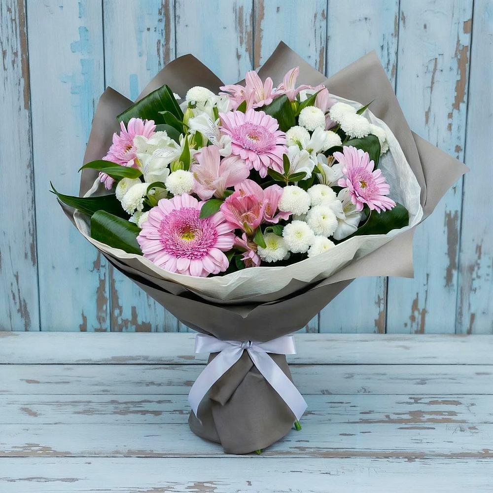 Букет цветов из: Герберы, Альстромерии и Хризантемы в Ачинск